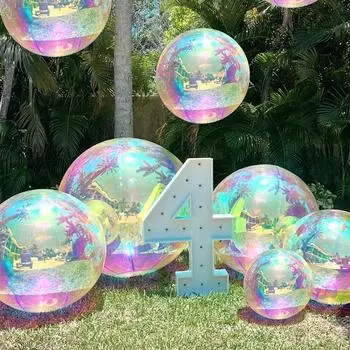 1/3/5 шт. 22 дюйма/32 дюйма/50 дюймов радужных 4D голографических шаров, для вечеринок по случаю дня рождения/музыкальной вечеринки/одиночных вечеринок, свадебных вечеринок 1pc 22inch