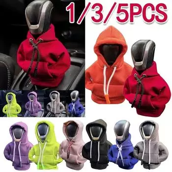 1/3/5 шт. модная толстовка с капюшоном для автомобиля, крышка ручки переключения передач, ручная ручка, украшение для рычага переключения передач, крышка с капюшоном, автоматические аксессуары для салона автомобиля белый