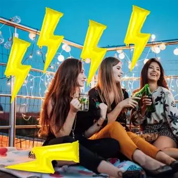 1/3/5 штук желтых молниеносных алюминиевых фольгированных шаров - универсальное украшение для вечеринок, подходящее для различных случаев, таких как свадьбы