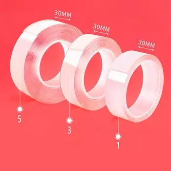 1/3/5M Двусторонняя лента Прозрачная многоразовая водонепроницаемая лента 1M прозрачный