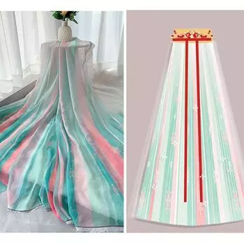 1/3/5M радужная печатная шифоновая ткань тонкая 30D органза тюль ткань для самостоятельного изготовления костюмов в старинном стиле ханьфу юбки свадебное платье 1M