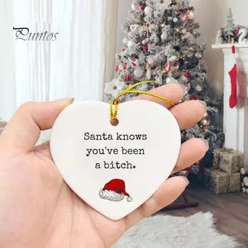 1/3/6/8 шт. Рождественское украшение в форме сердца с надписью на шнурке, керамическая декоративная праздничная подарочная подвеска на рождественскую елку 1pc E