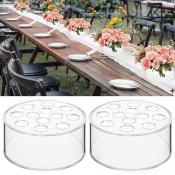 1/3/6 шт. круглая прозрачная акриловая ваза с 12 отверстиями для свадебной вечеринки, обеденный стол, центральное украшение, гидропонный держатель для цветов, прозрачный контейнер 1pc