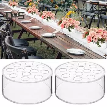 1/3/6 шт. круглая прозрачная акриловая ваза с 12 отверстиями для свадебной вечеринки, обеденный стол, центральное украшение, гидропонный держатель для цветов, прозрачный контейнер 1pc