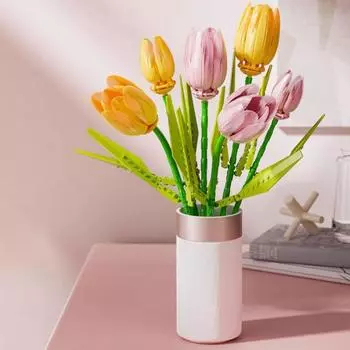 1/3/6 шт. строительный блок ветка тюльпана своими руками красочный цветочный блок строительная игрушка для детей взрослых пластиковые цветочные растения сборная игрушка украшение
