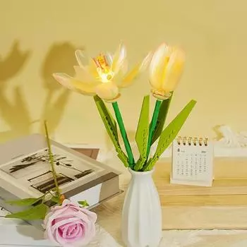 1/3/6 шт. строительный блок ветка тюльпана своими руками красочный цветочный блок строительная игрушка для детей взрослых пластиковые цветочные растения сборная игрушка украшение