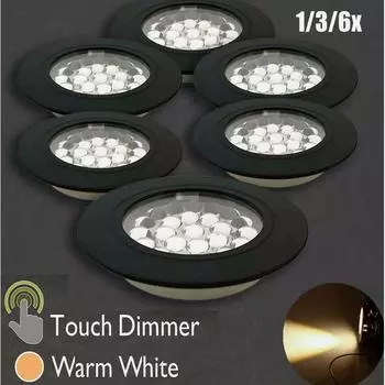 1/3/6 X 12 В черный светодиодный сенсорный светильник с функцией включения/выключения, теплый точечный светильник для автодома и кемпера 1pcs