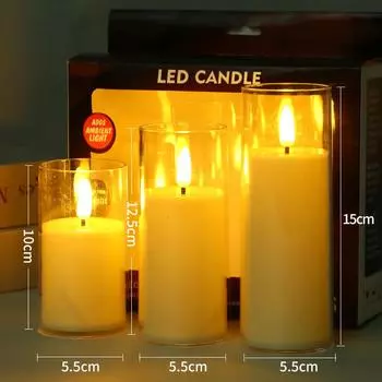 1/3/9Pcs Led Flameless Electric Candles Lamp Acrylic Glass Battery Flickering Fake Tealight Candle Bulk for Wedding Christmas