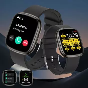 1,3-дюймовые умные часы с Bluetooth, IP67, тренировка дыхания, удаленная камера, спортивный режим, для Android IOS чёрный