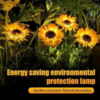 1/3 головка светодиодная солнечная имитация подсолнуха светильники сад двор газон ночные светильники ландшафтный светильник украшение цветок свет 1PC-1 heads