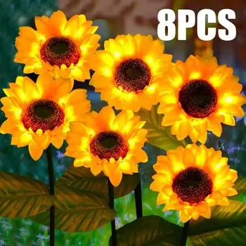 1/3 головка светодиодные солнечные имитационные лампы для подсолнухов сад двор газон ночные огни ландшафтный светильник украшение дома цветочный светильник A 1PCS