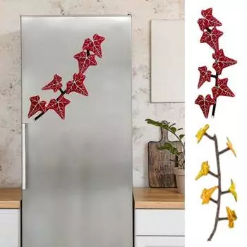 1/3 комплекта магнитов на холодильник в виде плюща с шарнирными стеблями, 3D-печатные растения в виде листьев плюща, магниты на холодильник для домашнего офиса, кухни, холодильника, шкафчика, украшения 1pc красный
