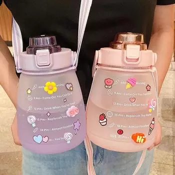 1,3-литровая бутылка для воды, большая емкость, питьевая бутылка с соломинкой для путешествий на открытом воздухе, спорта, фитнеса, милые студенческие бутылки, посуда для напитков 1300ml