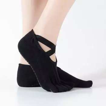 1-3 Pairs Professional Yoga Socks Non-Slip Women Five Finger Summer Pilates Thin Fitness Exercise Beginner Silicone Black -1 Pair