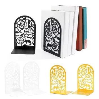 1/3 пары металлических подставок для книг, полые розовые подставки для книг, сверхпрочные опоры для книг, нескользящие стопперы для книг золотистый