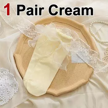 1/3 пары мужских и женских плиссированных носков с бантом, модные ленточные милые принцессы в стиле салатной каймы, дышащие повседневные носки для пар One Size