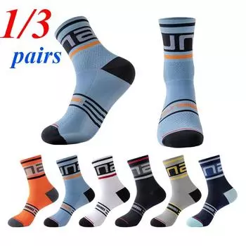 1/3 пары мужских велоносков средней толщины для занятий спортом на открытом воздухе, марафона, бега, езды на велосипеде, фитнеса 1 pair чёрный