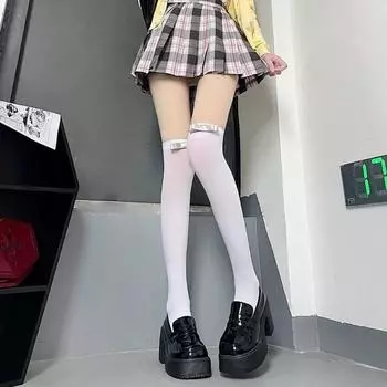 1/3 пары женских носков до колена с бантом, модные летние однотонные милые тонкие носки Jk, мягкие, удобные, дышащие, длинные носки One Size