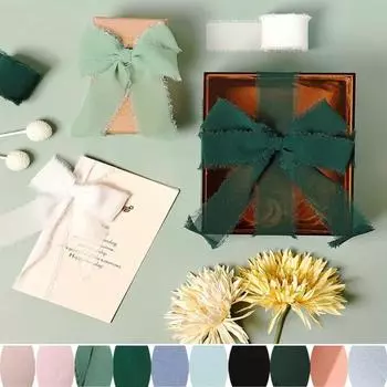 1 / 3 рулона рваной шифоновой ленты серии ручная работа край шифоновой ленты для свадебных приглашений DIY ремесла украшения Kawaii лента 4CMx5M