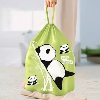 1/3 рулона утолщенный кухонный мешок для мусора с завязкой, одноразовый мешок для мусора с принтом панды, переносной пластиковый пакет с застежкой