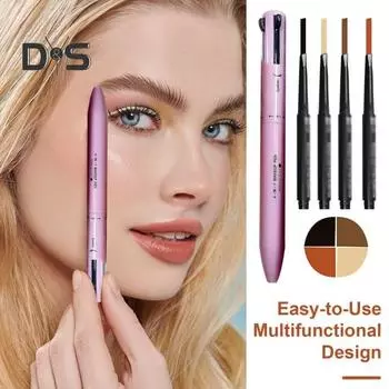 1/3 шт. 0,4 г 4-в-1 ручка для макияжа, стойкая, водостойкая, не размазывающаяся, с тонким кончиком, портативный карандаш для бровей, подводка для губ, подводка для глаз, хайлайтер, ручка для женского макияжа A