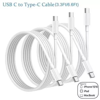 1-3 шт. 20 Вт USB C - USB C кабель для быстрой зарядки проводной шнур для iPhone 16 15 Pro Max Plus Xiaomi Samsung кабель Type-C 1M 2M 1m