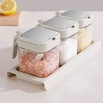 1/3 шт. 300 мл стеклянная бутылка для кухонных банок для специй, набор с подносом, солонкой и перечницей для ароматизации предметов домашнего обихода, гаджетов 1pcs белый