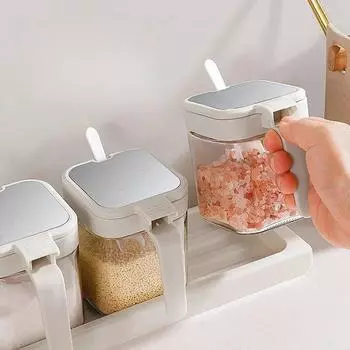 1/3 шт. 300 мл стеклянная бутылка для кухонных банок для специй, набор с подносом, солонкой и перечницей для ароматизации предметов домашнего обихода, гаджетов 1pcs белый