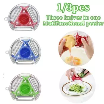 1/3 шт. 3 в 1 Magic Trio Peeler Set Slicer Shredder Peeler Julienne Cutter Multifunction Peel Blade Zester Grater Kitchen Tool синий