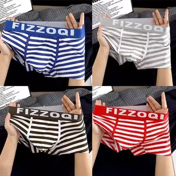 1/3 шт. 4 шт. мужское нижнее белье хлопковые боксерские шорты мужские дышащие трусы средней талии полосатые боксеры шорты мужские модные сексуальные трусики M темно-синий