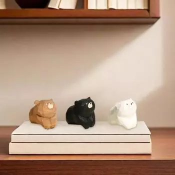 1/3 шт. деревянная резная фигурка медведя, ручная резьба по дереву, маленькая статуэтка животного, скульптура, украшение для домашнего офиса, рабочего стола, орнамент