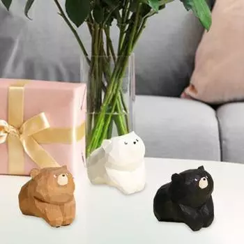 1/3 шт. деревянная резная фигурка медведя, ручная резьба по дереву, небольшая скульптура животного