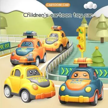 1/3 шт., детская мультяшная игрушка-машинка с эффектом «Press Go», инерционный привод, тянущая назад, детская модель транспортного средства, обучающая игрушка-грузовик для малышей, мальчиков и девочек, подарок