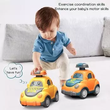 1/3 шт., детская мультяшная игрушка-машинка с эффектом «Press Go», инерционный привод, тянущая назад, детская модель транспортного средства, обучающая игрушка-грузовик для малышей, мальчиков и девочек, подарок оранжевый