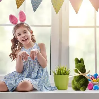 1/3 шт. Фигурки кроликов, милые, флокированные, пасхальные, пасхальные, праздничные, весенние, декор с бабочкой, имитация 22x8x8 см 1pc