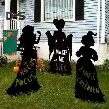 1/3 шт. Хэллоуин Черная ведьма силуэт знаки металлический садовый колышек декор для наружного газона двора украшение для вечеринки на Хэллоуин B