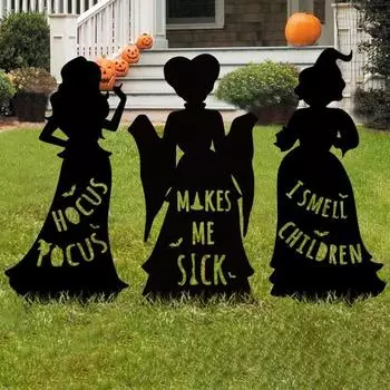 1/3 шт. Хэллоуин Черная ведьма силуэт знаки металлический садовый столб Декор открытый газон A
