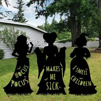 1/3 шт. Хэллоуин Черная ведьма силуэт знаки металлический садовый колышек декор для наружного газона двора украшение для вечеринки на Хэллоуин A