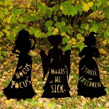 1/3 шт. Хэллоуин Черная ведьма Двор Знак Уличный силуэт ведьмы Украшения с колом Сад Газон Знак для вечеринки на Хэллоуин Товары B