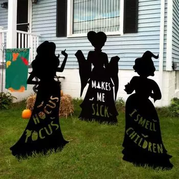 1/3 шт. Хэллоуин Черная ведьма силуэт знаки металлический садовый колышек декор для наружного газона двора украшение для вечеринки на Хэллоуин