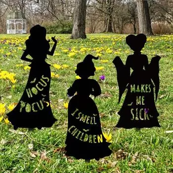 1/3 шт. Хэллоуин Черная ведьма Двор Знак Уличный силуэт ведьмы Украшения с колом Сад Газон Знак для вечеринки на Хэллоуин Товары A