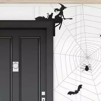 1/3 шт. Хэллоуин дверная рама украшения деревянная черная метла ведьма скелет тыква силуэт Cat