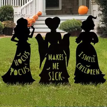 1/3 шт. Хэллоуин ведьма силуэт двор знак открытый акриловый черный ведьмы украшения сад газон земля колышек для вечеринки Хэллоуин A