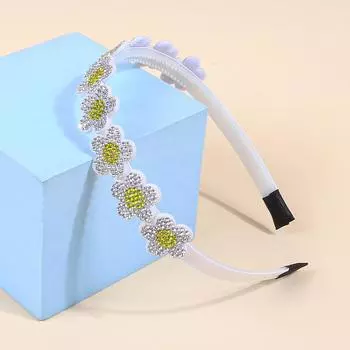 1/3 шт. Хрустальные повязки на голову с цветами для девочек, пластиковые повязки для волос с зубчиками, милая цветочная повязка на голову, детские аксессуары для волос