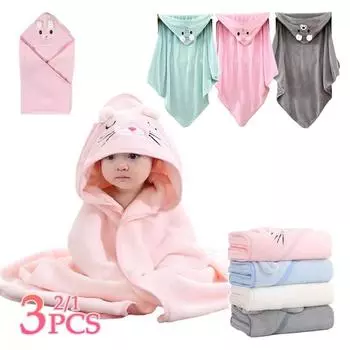 1-3 шт. Кавайные детские полотенца с капюшоном для новорожденных, детский халат, супер мягкое банное полотенце, одеяло, теплая пеленка для сна, обертка для младенцев