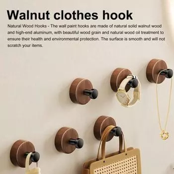 1/3 шт. клеящиеся деревянные настенные крючки гладкий край сильная несущая способность простая установка натуральное ореховое дерево 3pcs