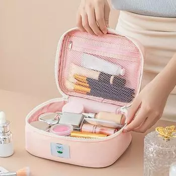 1/3 шт. Косметичка с ручкой, водостойкая, легко моется, косметичка с большим отверстием для путешествий розовый