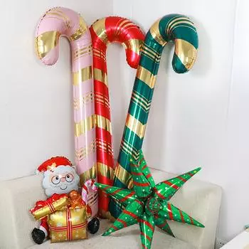 1/3 шт. красных, зеленых и розовых больших рождественских воздушных шаров из алюминиевой фольги в форме леденцов, зимние принадлежности для рождественской вечеринки в канун Нового года Other