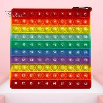 1/3 шт. Лопающиеся пузыри, радуга, таблица сотен, дети, счет, номер 100, сенсорная игрушка, снятие стресса, квадратная силиконовая доска с числами, дети, учителя математики A