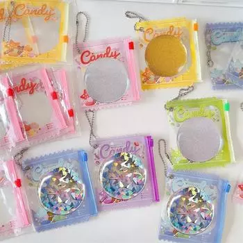 1/3 шт. Мини-сумка для хранения значков в стиле аниме, защитная оболочка, сумка для игрушечной куклы, прозрачная сумка для демонстрации, подвесной брелок, декоративный подарок 1PCS фиолетовый